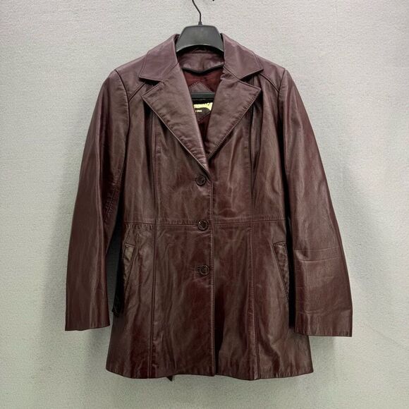 Vintage Y2K The Tannery Genuine Leather Belted Blazer Jacket size 11/12 - Picture 2 of 9